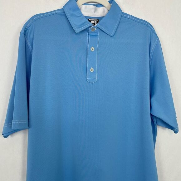 Men’s FootJoy Light Blue Athletic Fit Polo Golf Shirt. Size Large. - Picture 2 of 10